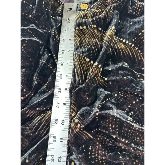 Farm Rio Anthropologie Velvet Wide Leg Pants Sz XS Black Gold Sparkle Designer - Picture 15 of 16